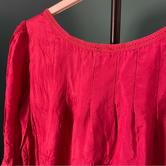 SzM 100% Silk Boho Bouse in Dark Pink. - Picture 4 of 7